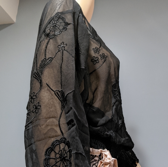 New Angie sheer embroidered long‎ sleeve top - Picture 3 of 6
